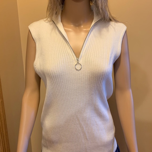 🍉Sweater XL Verve ami a-line, cream, lace, Boho, sleeveless, relaxed fit, NWOT - Picture 8 of 10
